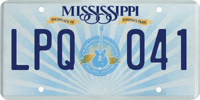 MS license plate LPQ041