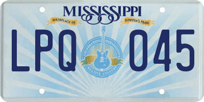 MS license plate LPQ045