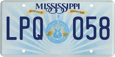 MS license plate LPQ058
