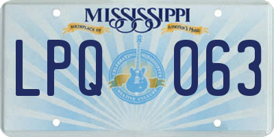 MS license plate LPQ063