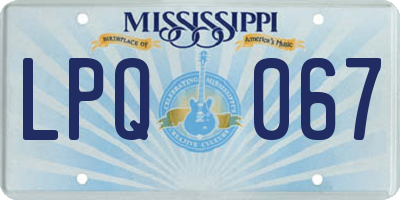 MS license plate LPQ067