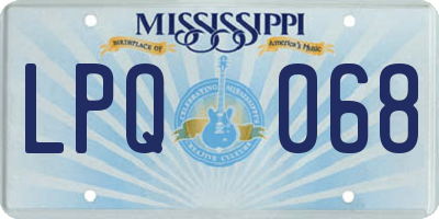 MS license plate LPQ068
