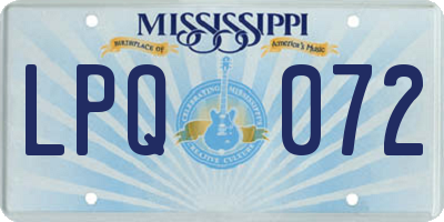 MS license plate LPQ072