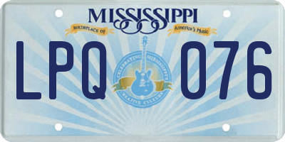 MS license plate LPQ076