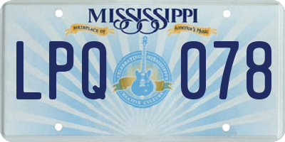 MS license plate LPQ078