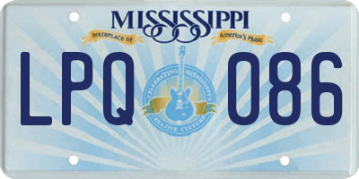 MS license plate LPQ086