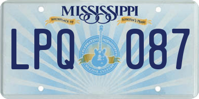 MS license plate LPQ087