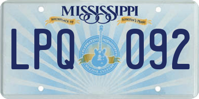 MS license plate LPQ092