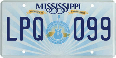 MS license plate LPQ099