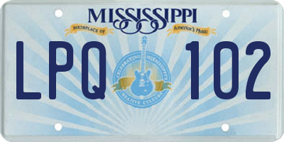 MS license plate LPQ102