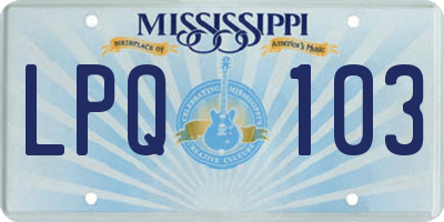 MS license plate LPQ103