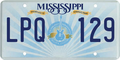 MS license plate LPQ129