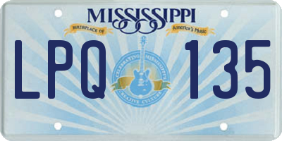 MS license plate LPQ135