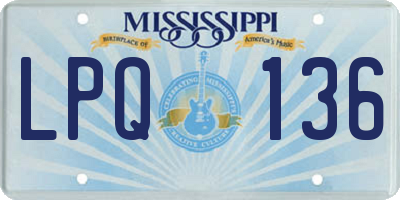MS license plate LPQ136