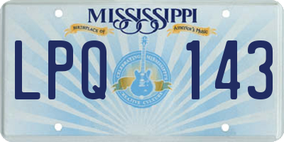 MS license plate LPQ143