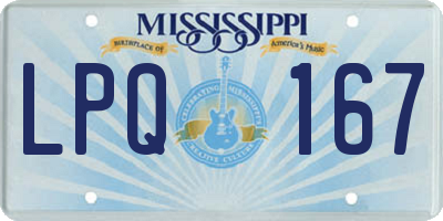 MS license plate LPQ167