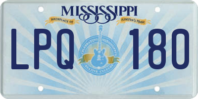 MS license plate LPQ180