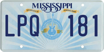 MS license plate LPQ181