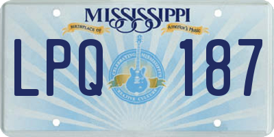MS license plate LPQ187