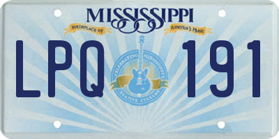 MS license plate LPQ191