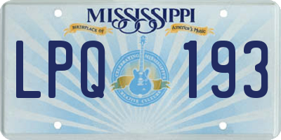 MS license plate LPQ193