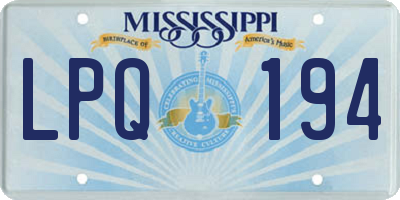 MS license plate LPQ194