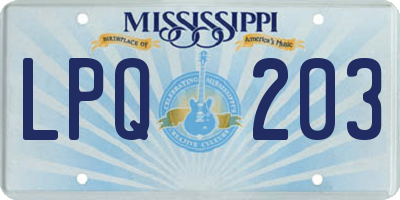 MS license plate LPQ203