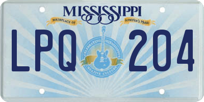 MS license plate LPQ204