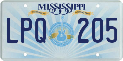 MS license plate LPQ205