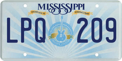 MS license plate LPQ209