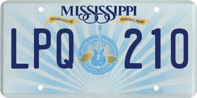 MS license plate LPQ210
