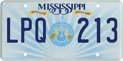 MS license plate LPQ213