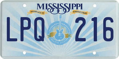 MS license plate LPQ216