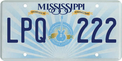 MS license plate LPQ222