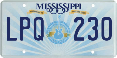 MS license plate LPQ230