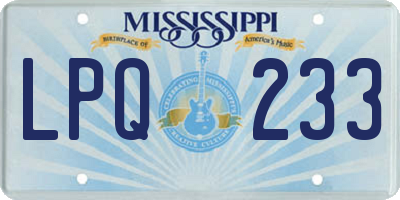 MS license plate LPQ233