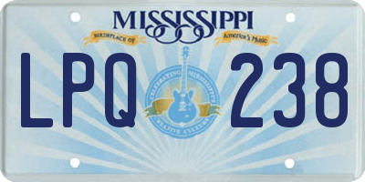 MS license plate LPQ238