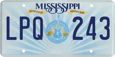 MS license plate LPQ243