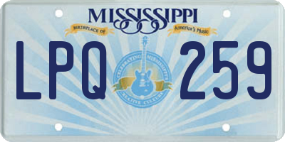 MS license plate LPQ259