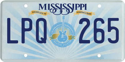 MS license plate LPQ265