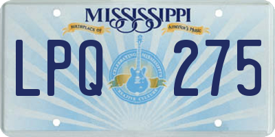 MS license plate LPQ275