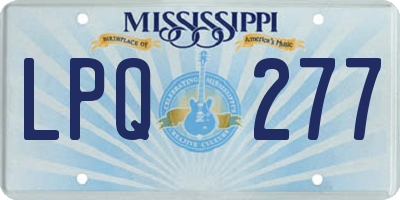 MS license plate LPQ277