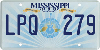 MS license plate LPQ279