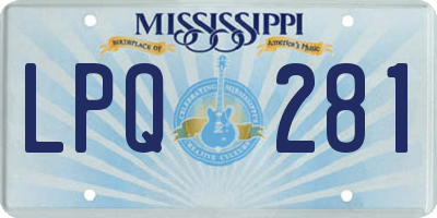 MS license plate LPQ281
