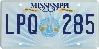 MS license plate LPQ285