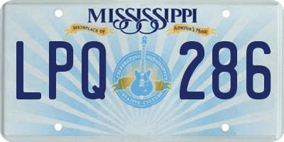 MS license plate LPQ286