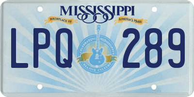 MS license plate LPQ289