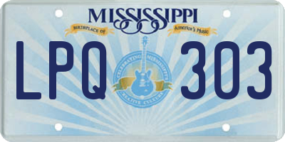 MS license plate LPQ303