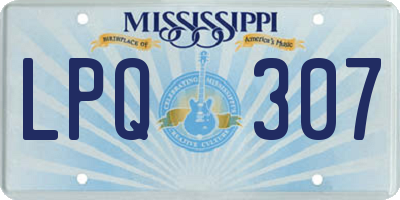 MS license plate LPQ307
