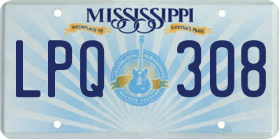 MS license plate LPQ308